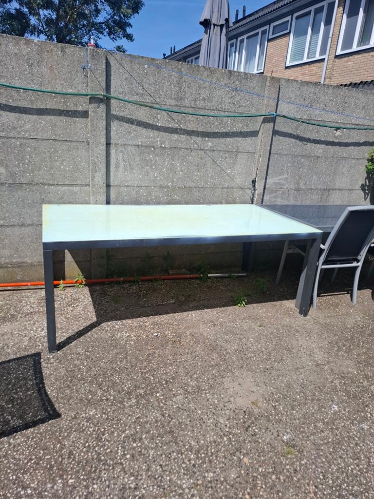 Gratis tuintafel 100x200 cm, Ophalen of Verzenden, Gebruikt, Rechthoekig, Metaal