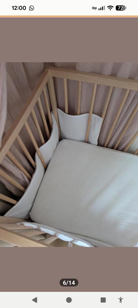 IKEA Ledikant met matras - 2 standen, Ophalen, Verstelbaar, Beige, 190 cm of minder