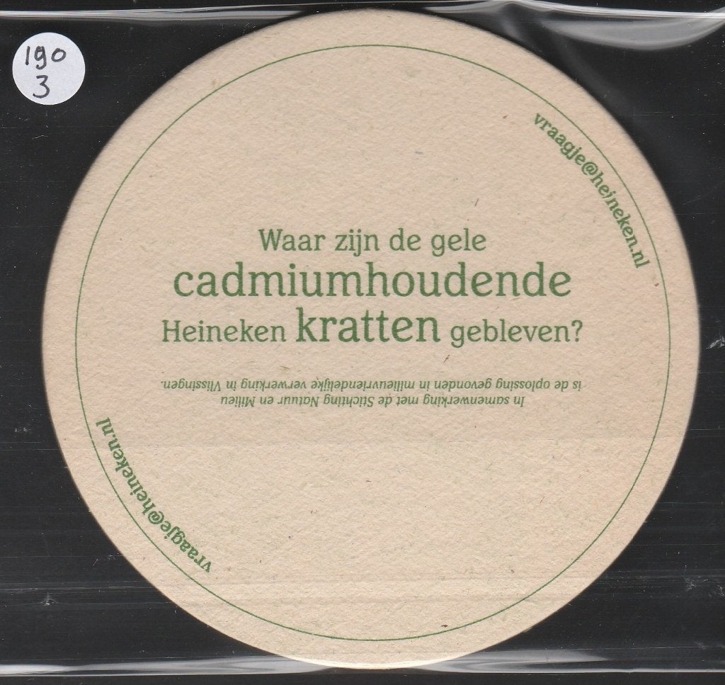 Bierviltje Heineken C 190 3, Verzenden, Gebruikt, Viltje(s), Heineken