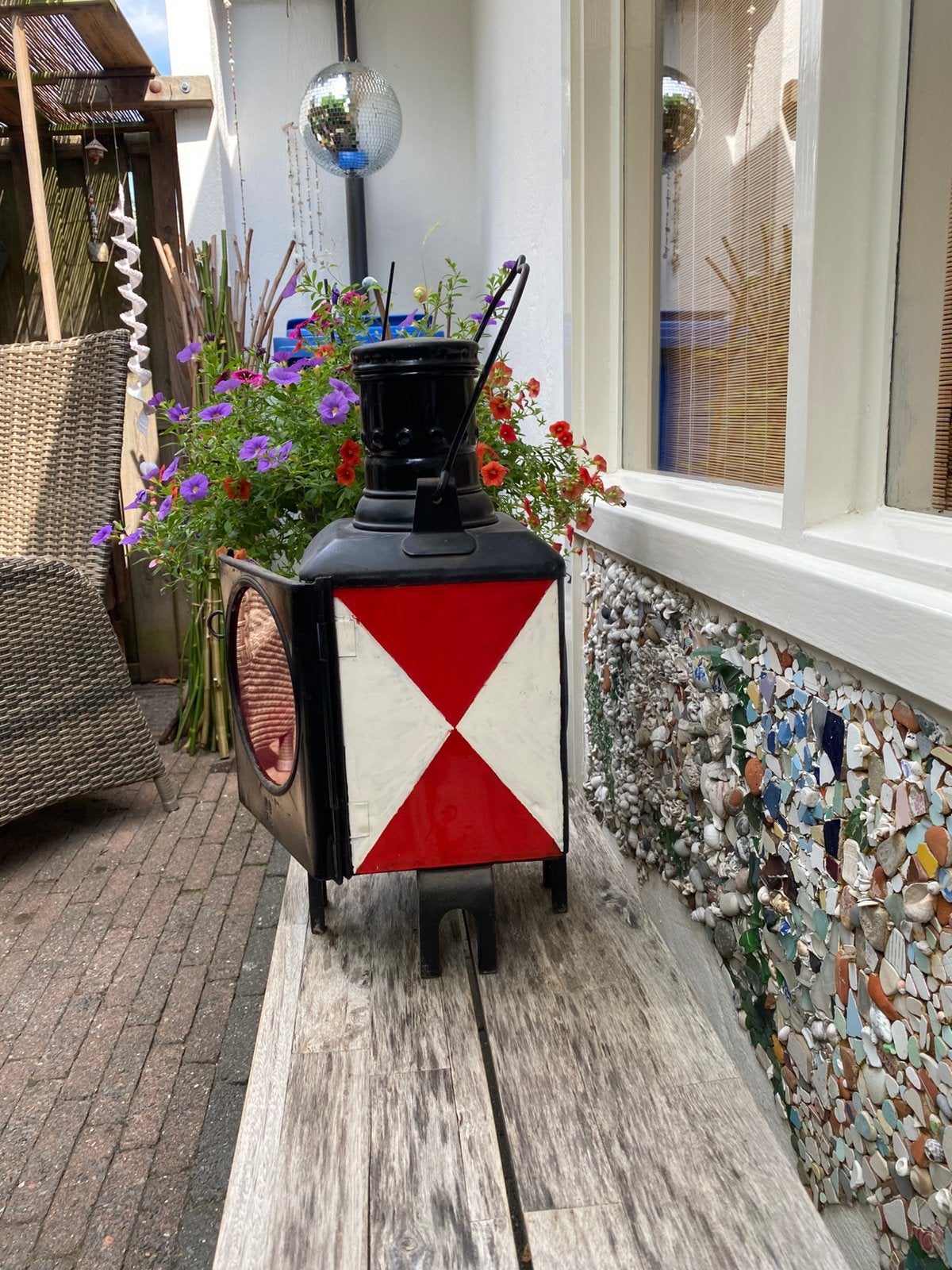Antieke spoorweg olielamp / lantaarn, Ophalen