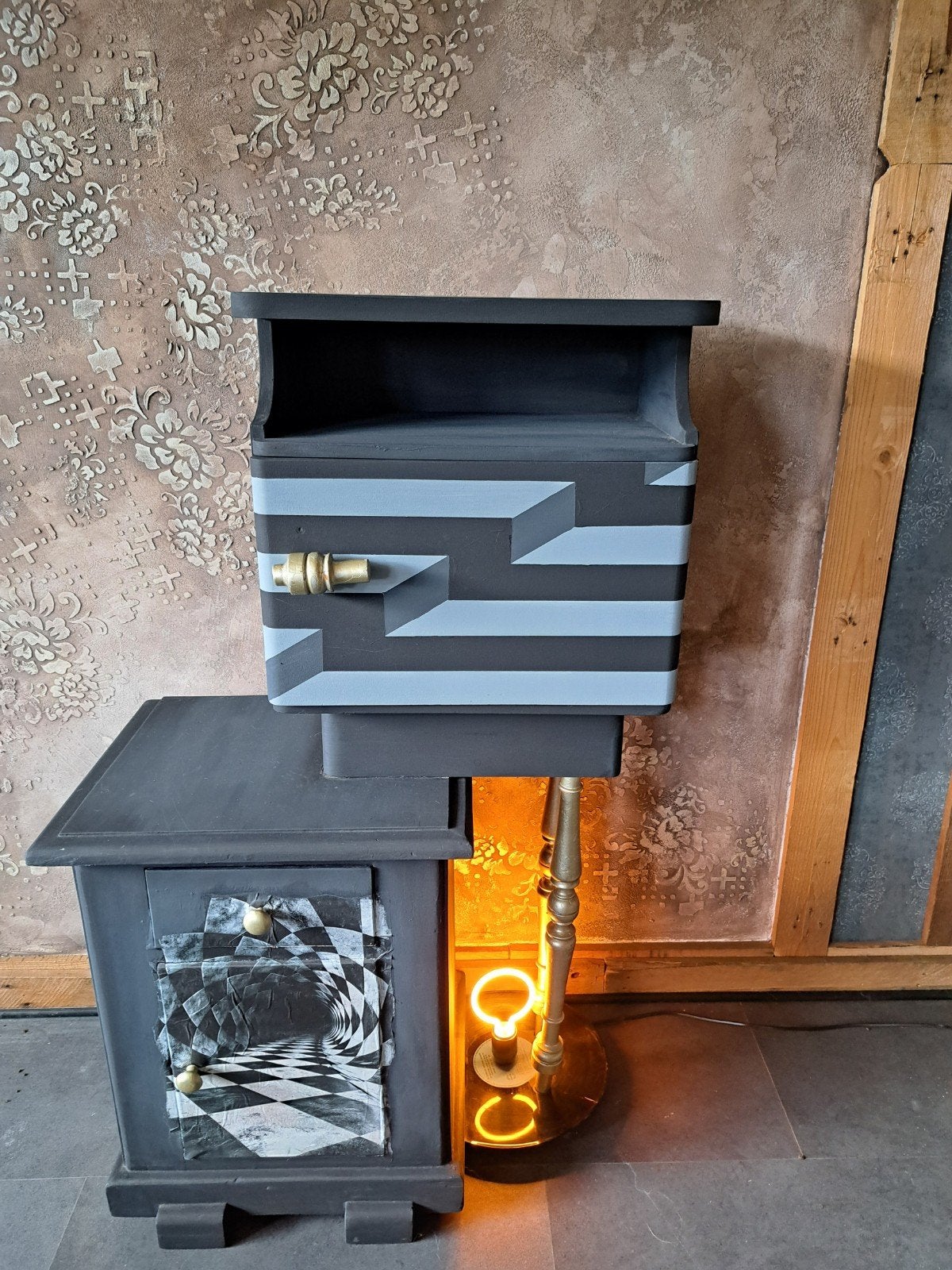 Uniek 2e kans design nachtkastje - Upcycled kunstwerk, Ophalen, Gebruikt