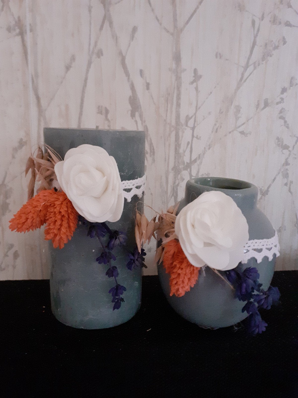 nieuw setje gedecoreerd met droogbloemen, Ophalen of Verzenden, Nieuw