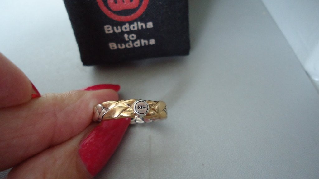 Nieuw Goud en zilver Buddha tot Buddha ring origineel, Nieuw, Ophalen of Verzenden, 17 tot 18, Dame of Heer