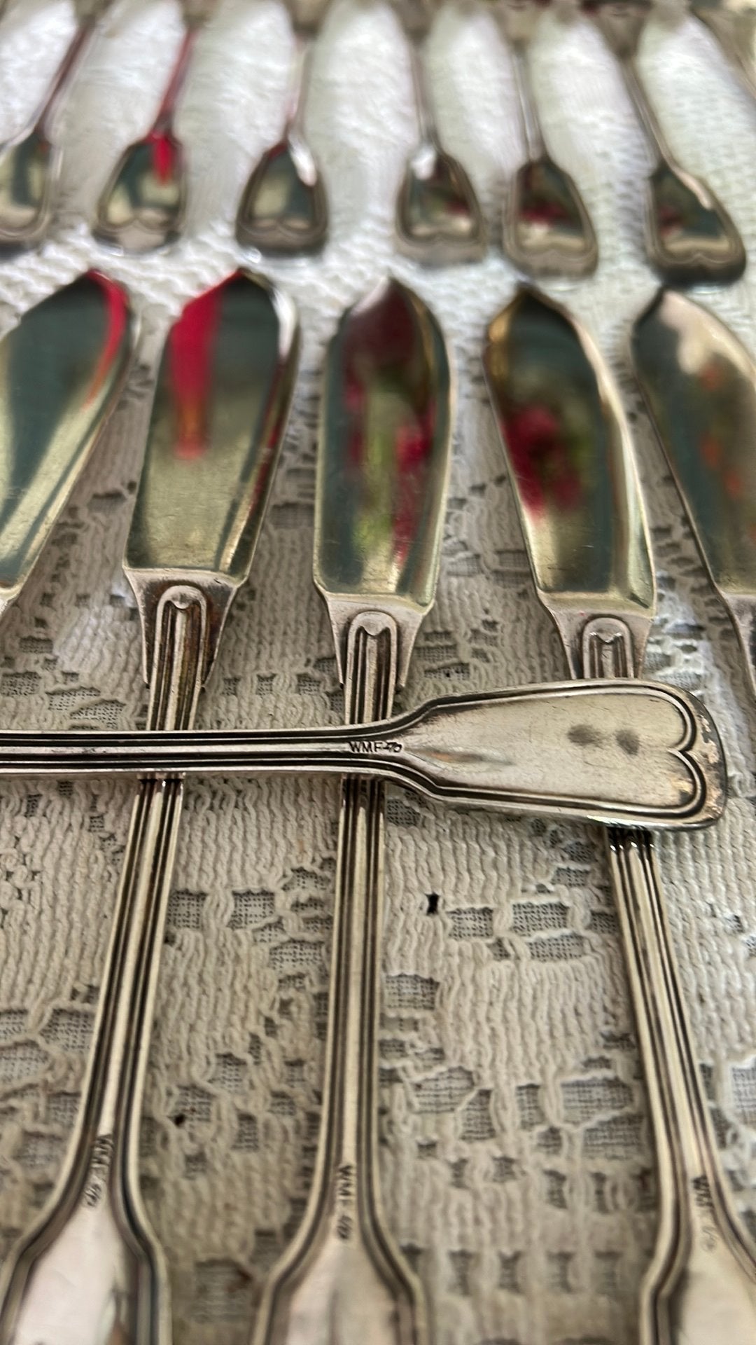 12 WMF Verzilverde Viscouverts - Antiek Bestek Set, Ophalen
