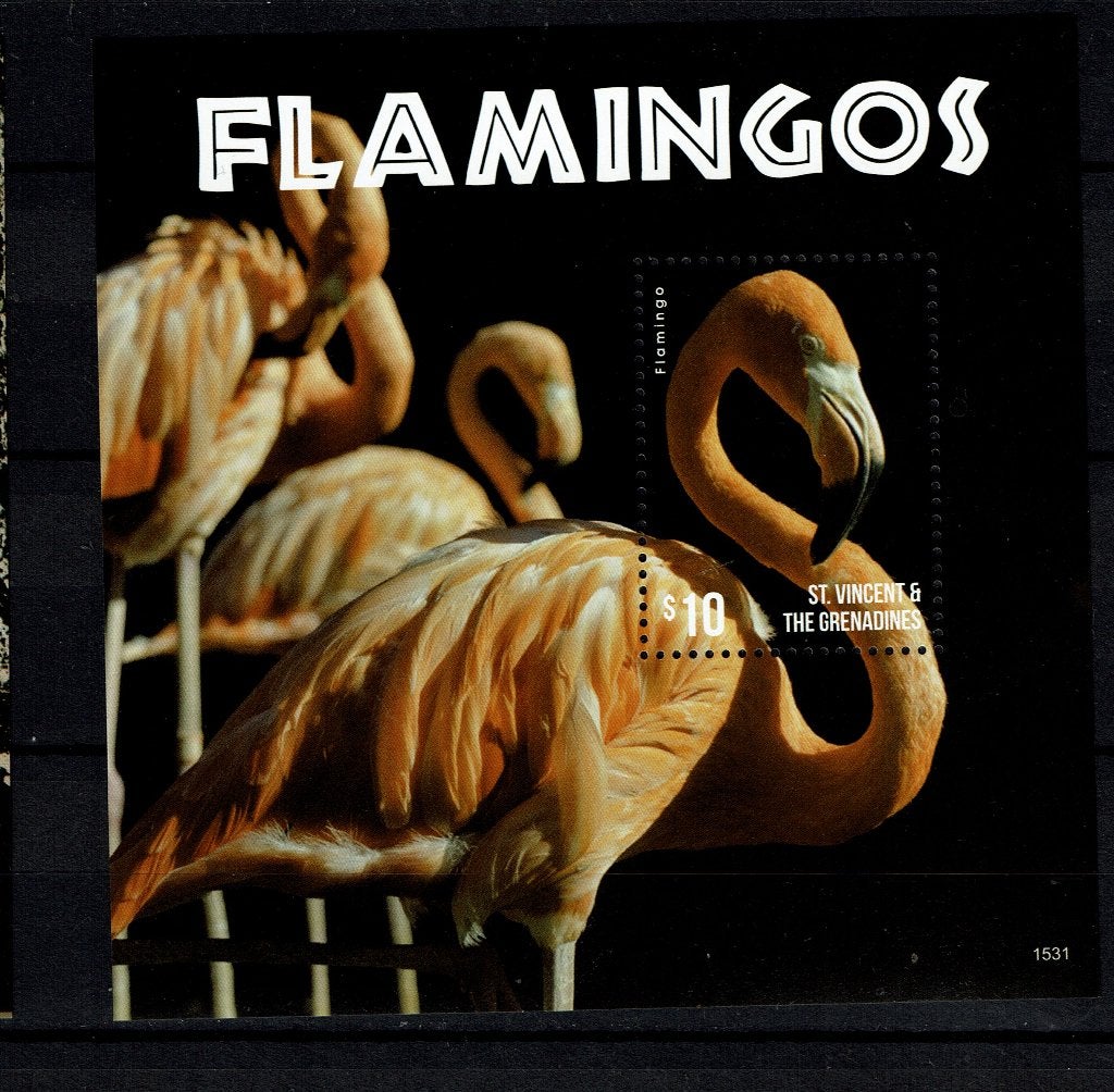 ST VINCENT 2015 PF BLOK FLAMINGO VOOGELS BIRDS 2, Postzegels en Munten, Ophalen of Verzenden, Postfris, Dier of Natuur