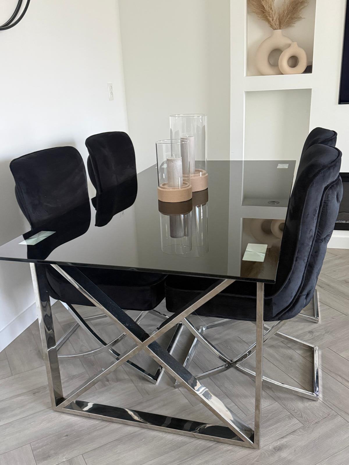 Luxe complete eetkamer + salontafels - zeer nette staat, Huis en Inrichting, Ophalen, 50 tot 100 cm, 150 tot 200 cm, Vier personen