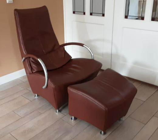 Design Fauteuil met Hocker merk De Toekomst Sitting Vision, Huis en Inrichting, Ophalen, 75 tot 100 cm, Zo goed als nieuw, Dutch designs