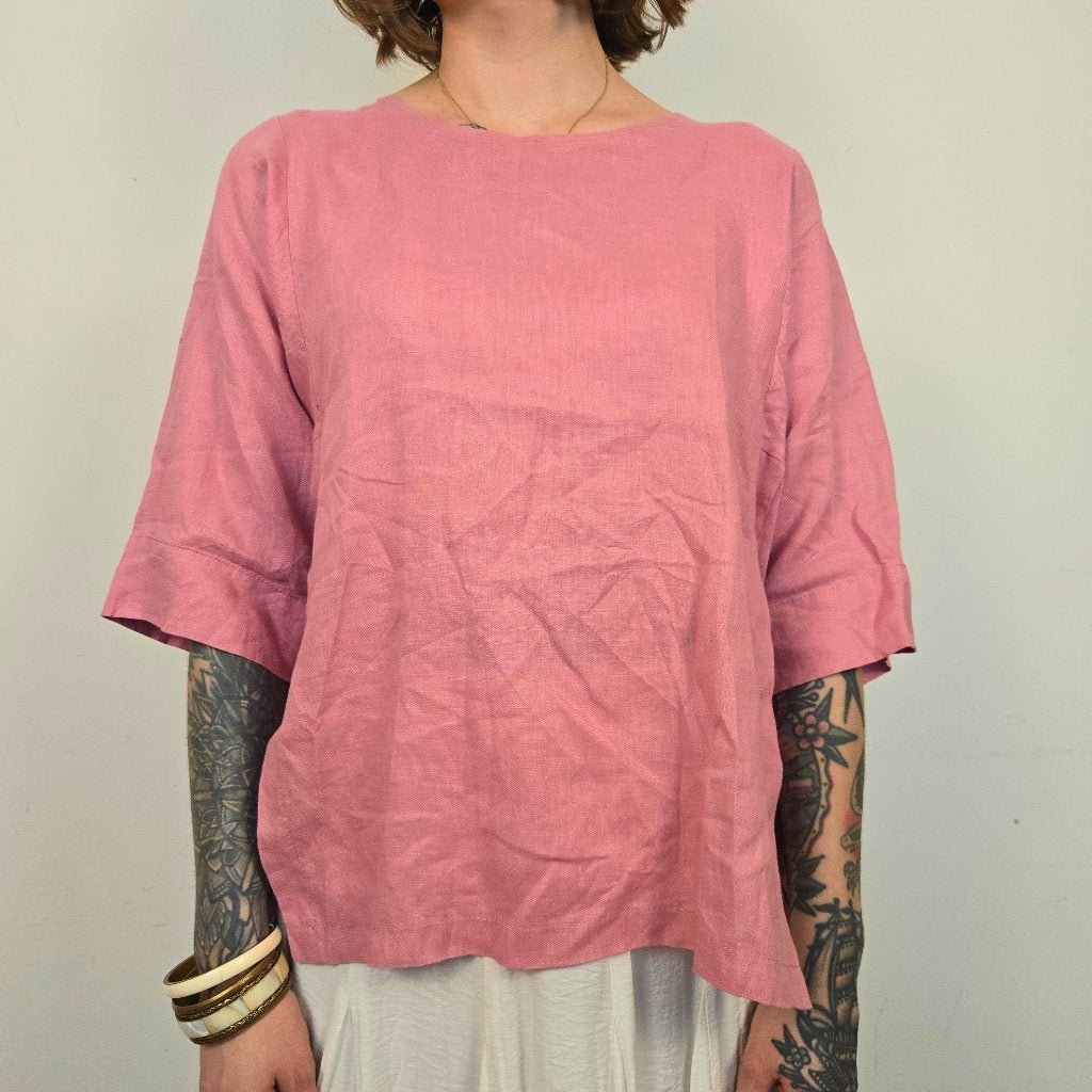 DESRAY Roze Linnen Blouse Dames EU 36 / S, DESRAY, Ophalen of Verzenden, Zo goed als nieuw, Roze