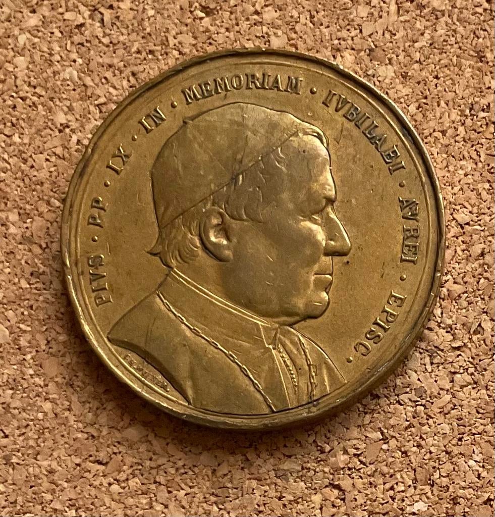 Penning Medaille - Paus PIUS PP IX in MEMORIAN 1878, Ophalen of Verzenden, Overige materialen