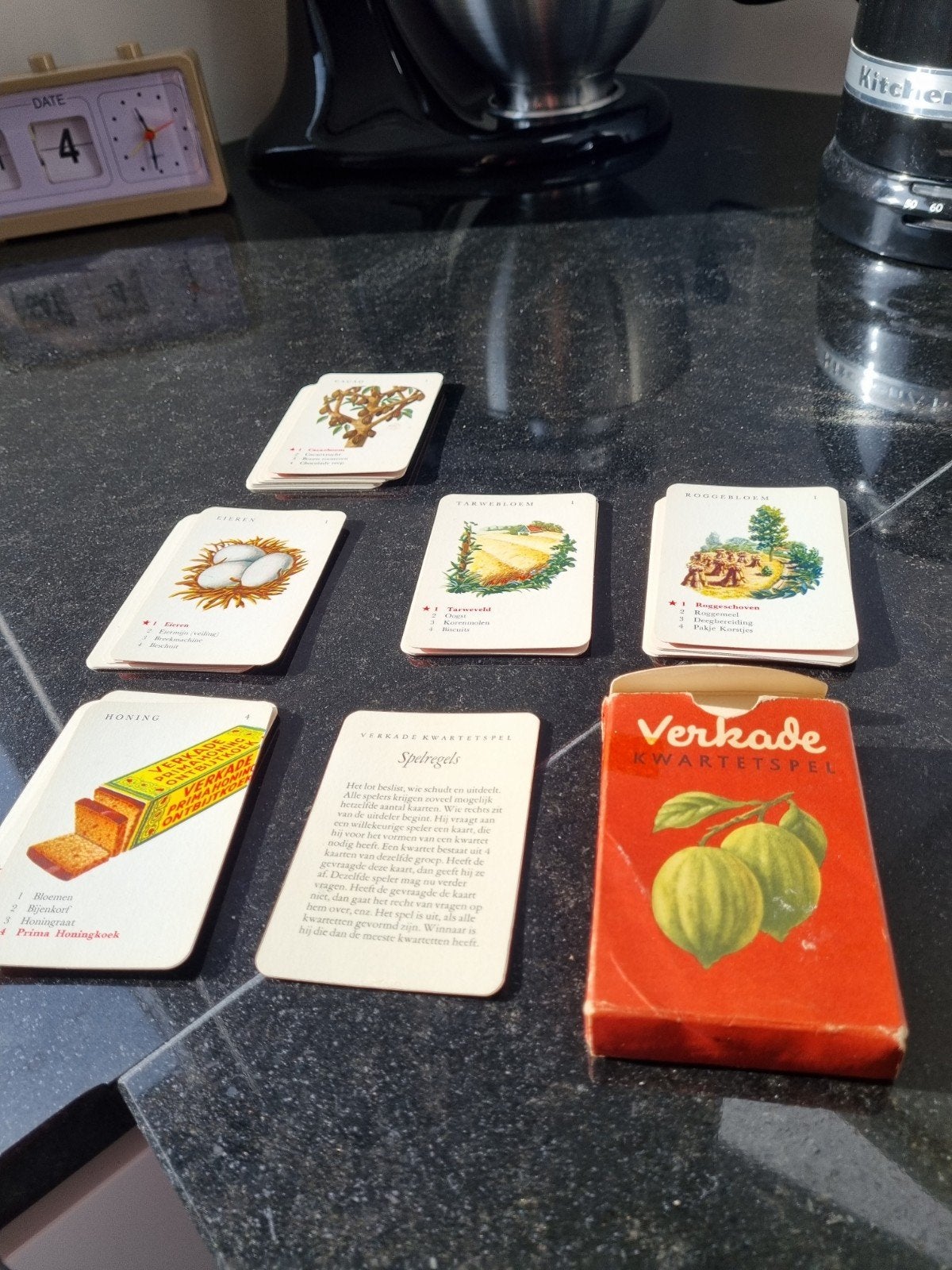 vintage Verkade kwartetspel.  Compleet met doosje, Ophalen of Verzenden, Zo goed als nieuw, Kwartet(ten)