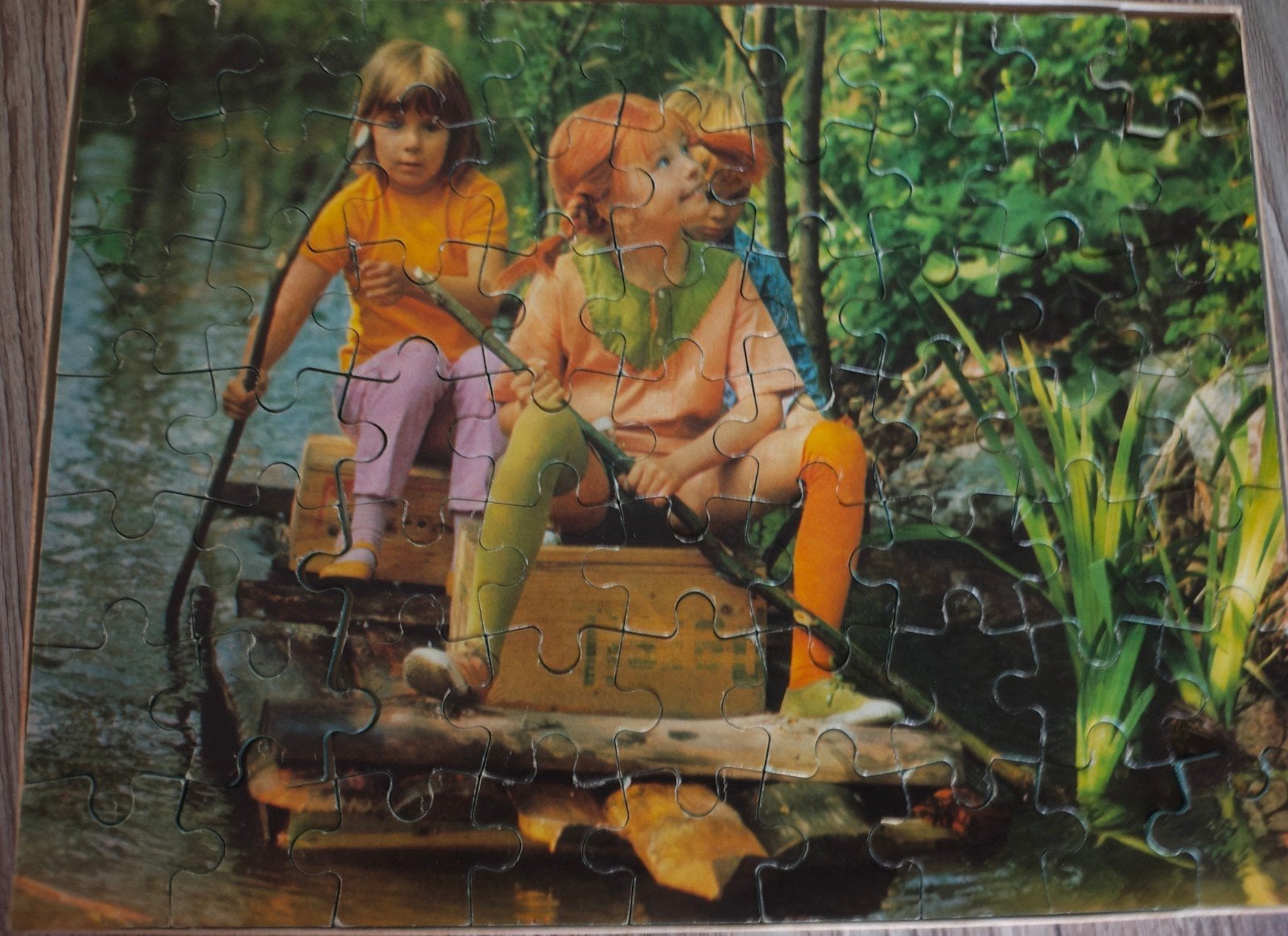 Vintage Pippi Langkous puzzel jaren 70, Ophalen of Verzenden, Meer dan 50 stukjes, Gebruikt, 6 jaar of ouder