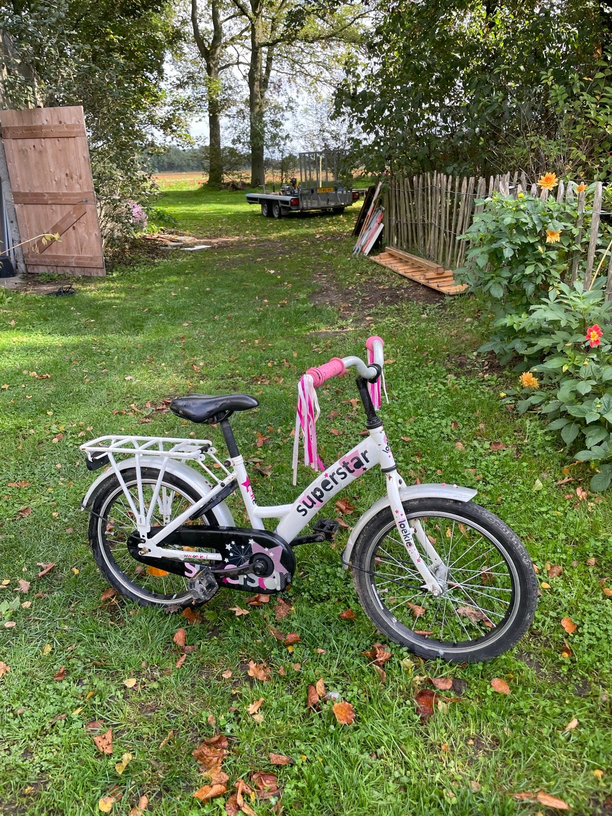 Superstar Joekie Kinderfiets - Wit/Roze, Ophalen, Gebruikt, Terugtraprem, 16 tot 20 inch