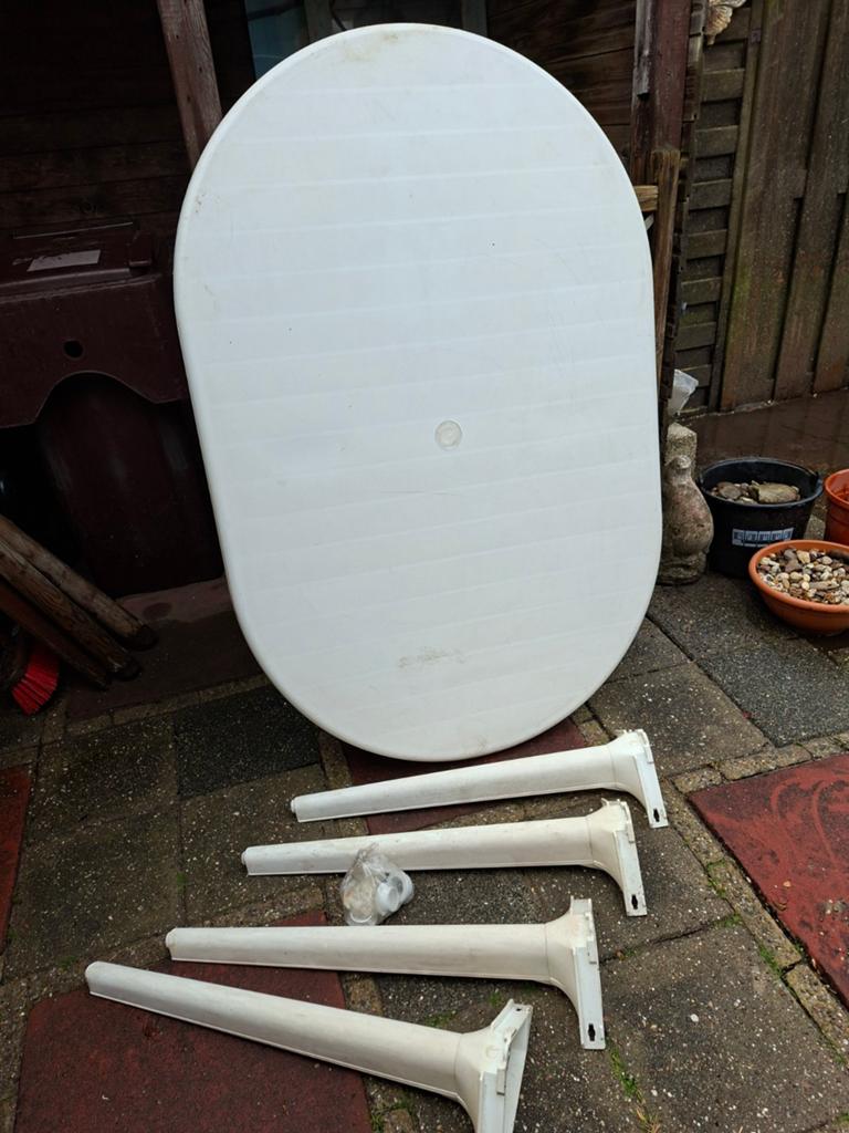 Tuintafel kunststof, gebruikt., Tuin en Terras, Tuintafels, Ophalen, Gebruikt, Ovaal, Kunststof