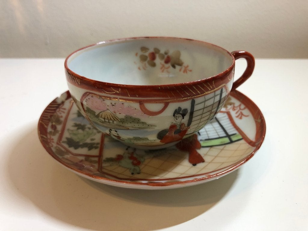 B006 Antiek Chinees servies porselein kop en schotel, Antiek en Kunst, Ophalen of Verzenden