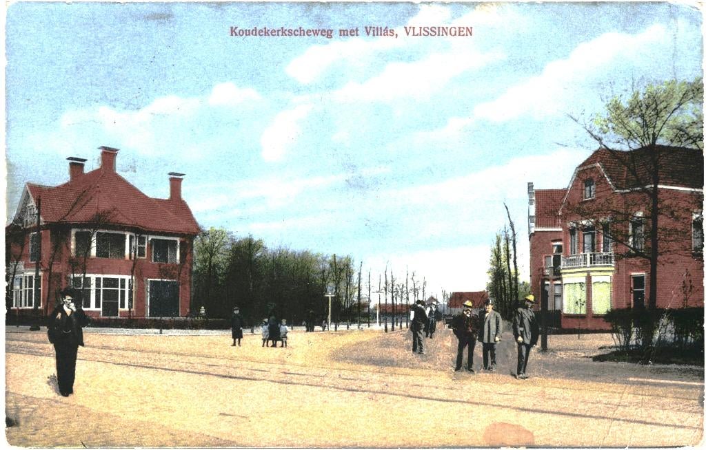 700744 Vlissingen 1925 Zeeland Koudekerkscheweg met Villa's, Ophalen of Verzenden, 1920 tot 1940, Gelopen, Zeeland