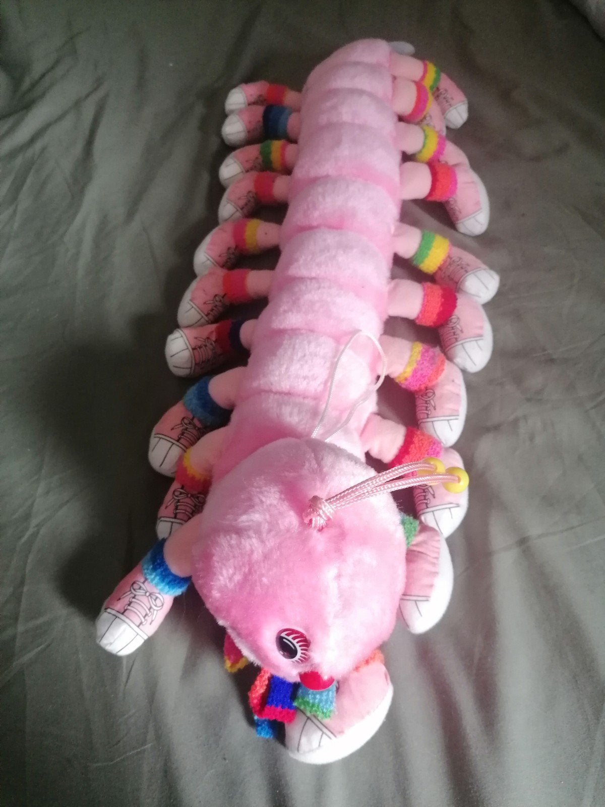 Roze rups knuffel met regenboog details, Gebruikt, Overige merken, Overige karakters, Overige typen