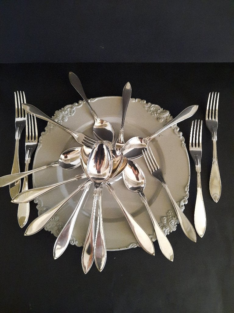 Verzilverd bestek Gero 90 Vorken en lepels, Antiek en Kunst, Ophalen of Verzenden