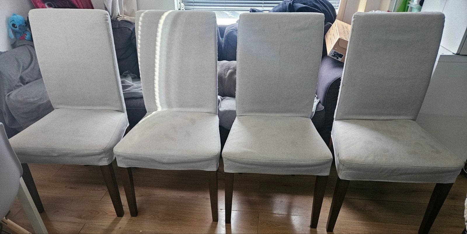4x IKEA HENRIKSDAL Stoelen - Lichtgrijs, Gebruikt, Modern, Scandinavisch, Ophalen of Verzenden, Vier