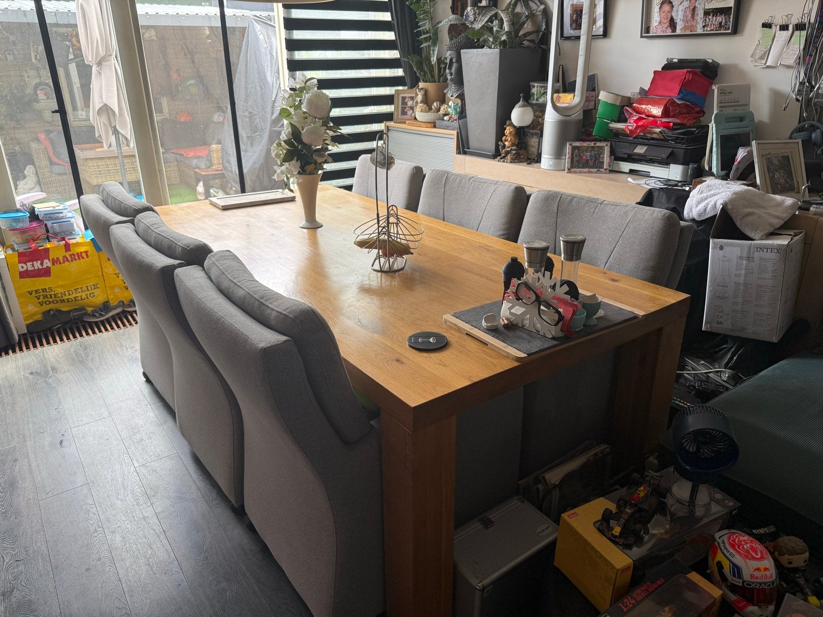 Robuuste eethoek met 6 comfortabele stoelen, Ophalen, Gebruikt, 6 tot 8 stoelen