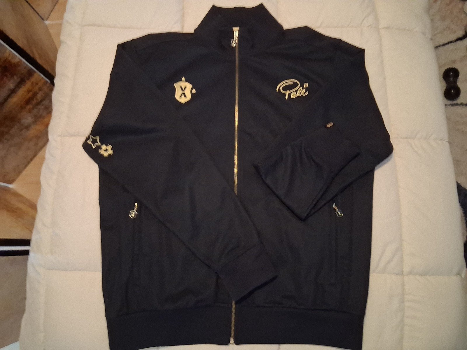 Pelé Sports trainingsjack - Zwart met gouden details, Ophalen, Zwart, Pelé Sports, Voetbal