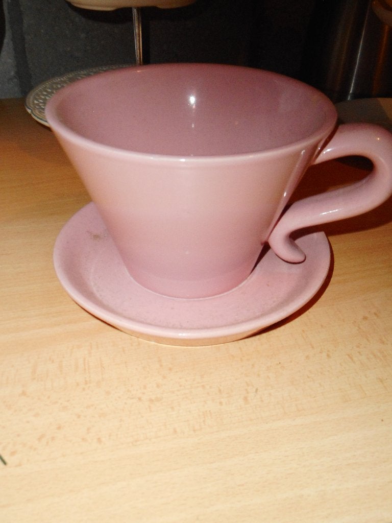 roze theekop bloempot, Rond, Ophalen of Verzenden, Zo goed als nieuw, Balkon
