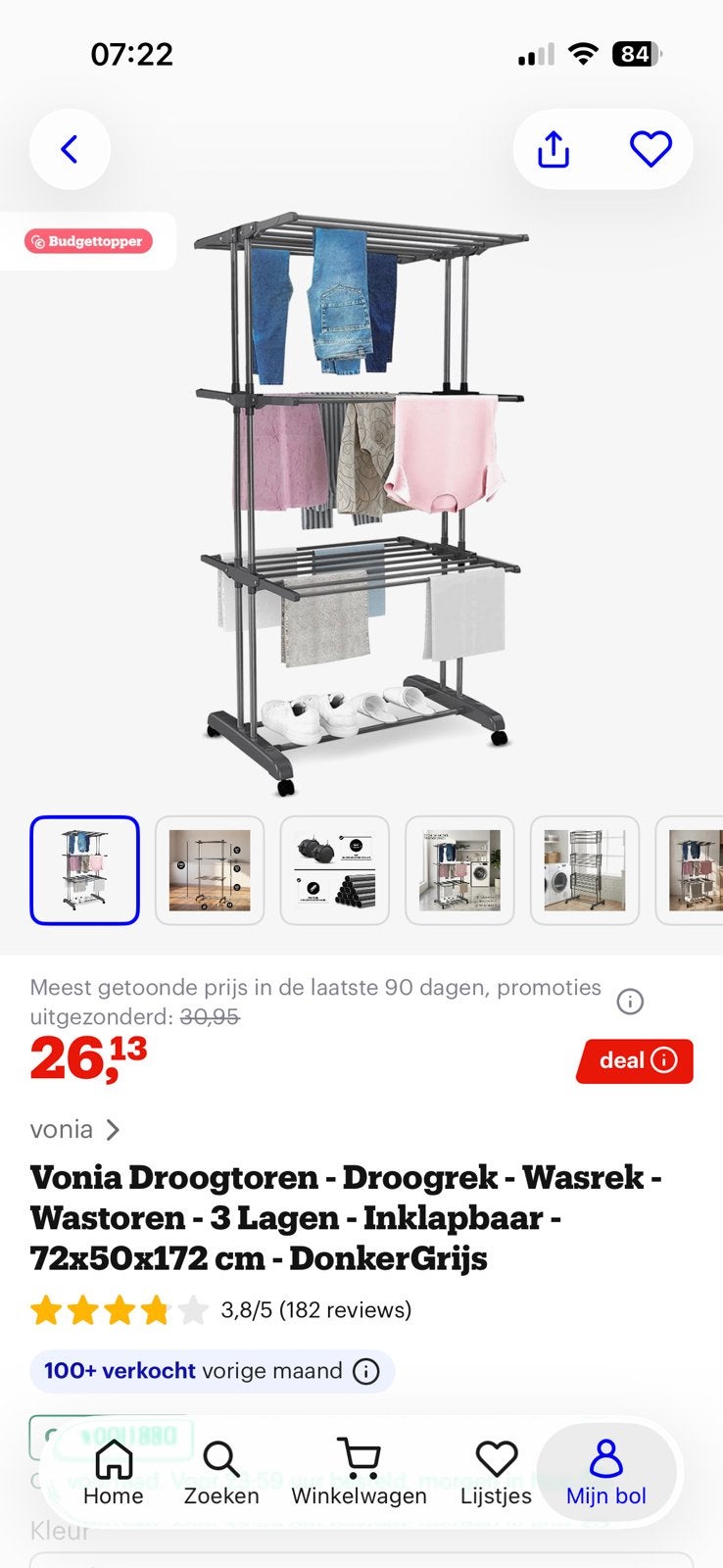 Wasrek nieuw, Ophalen, Nieuw