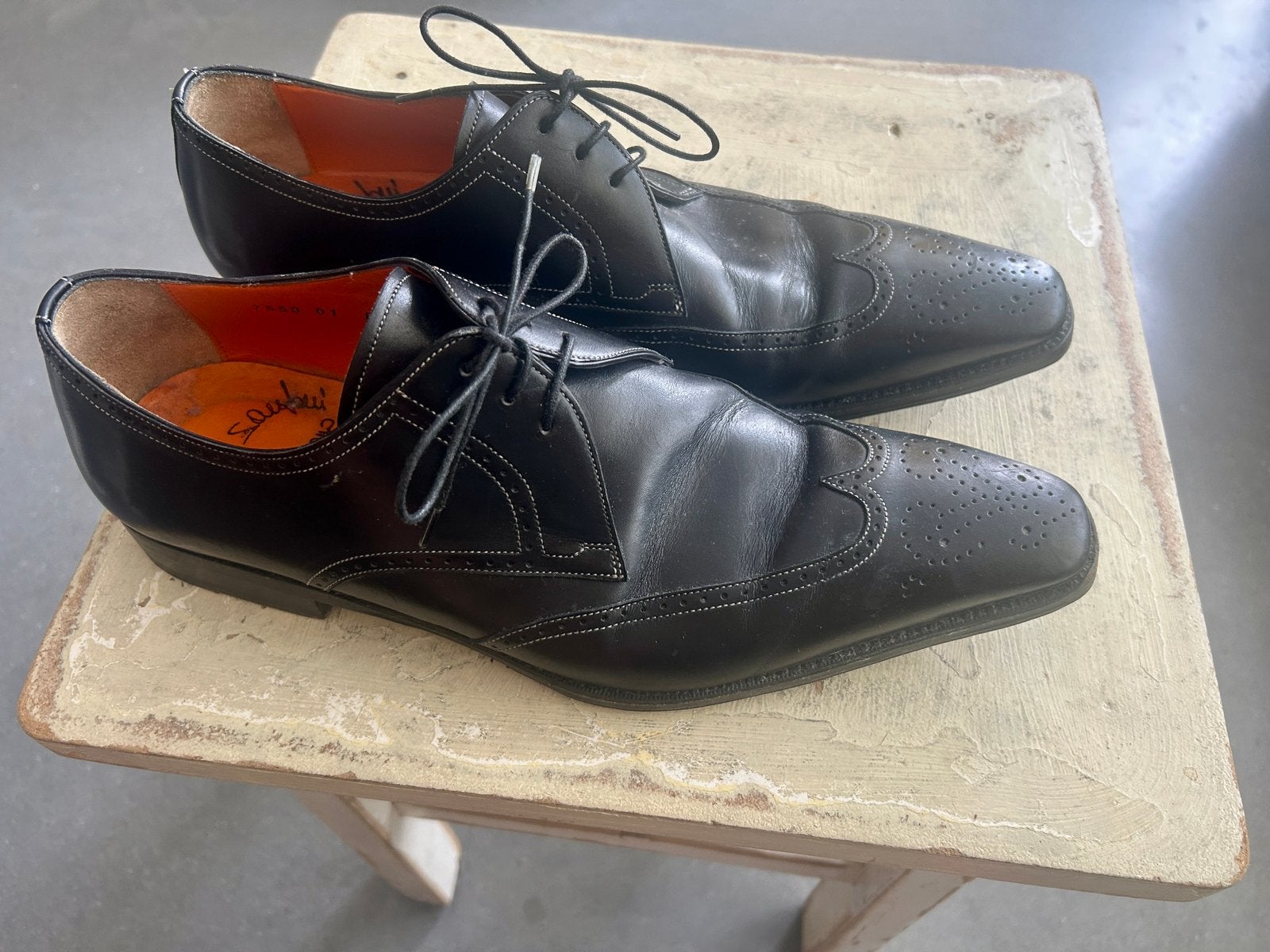 Santoni brogue zwart, Ophalen of Verzenden, Zo goed als nieuw, Zwart