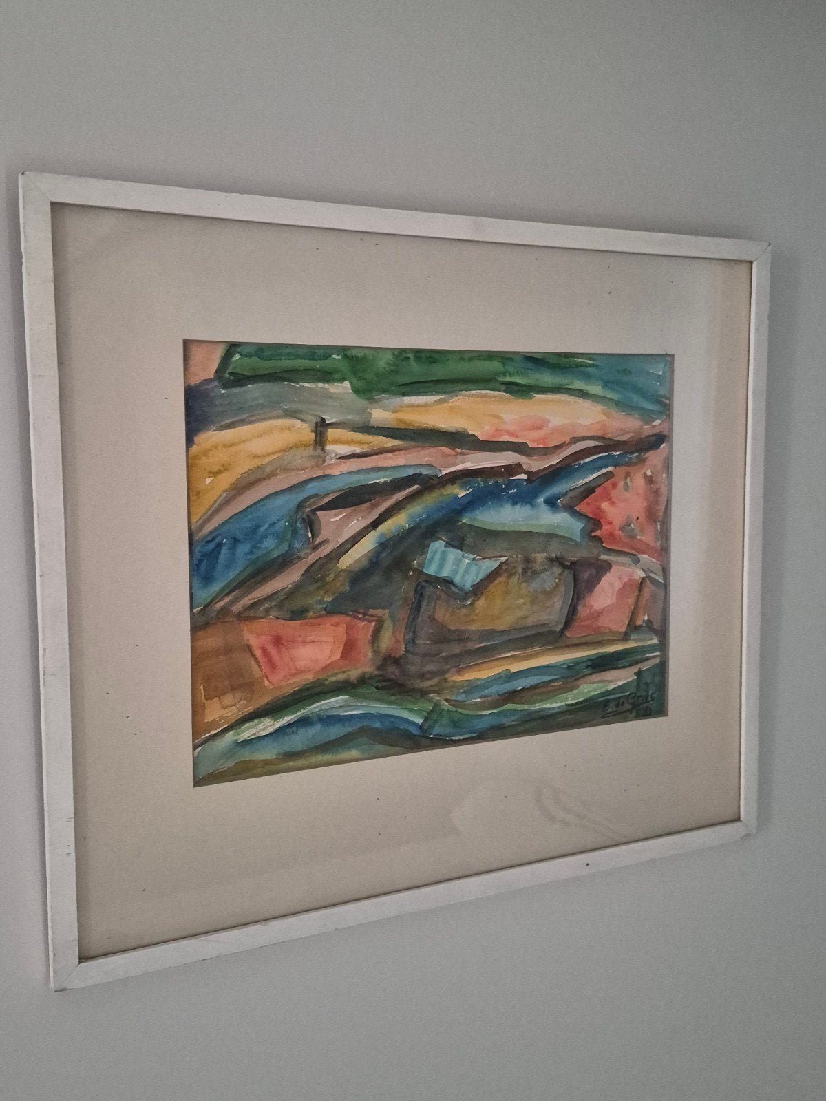 Abstract aquarel van Egbert de Gries (1983), Ophalen of Verzenden