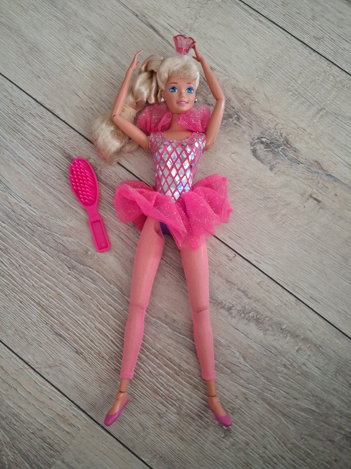 Vintage Barbie Twirling Ballerina Pop 1995 - Roze Balletpak, Ophalen of Verzenden, Barbie
