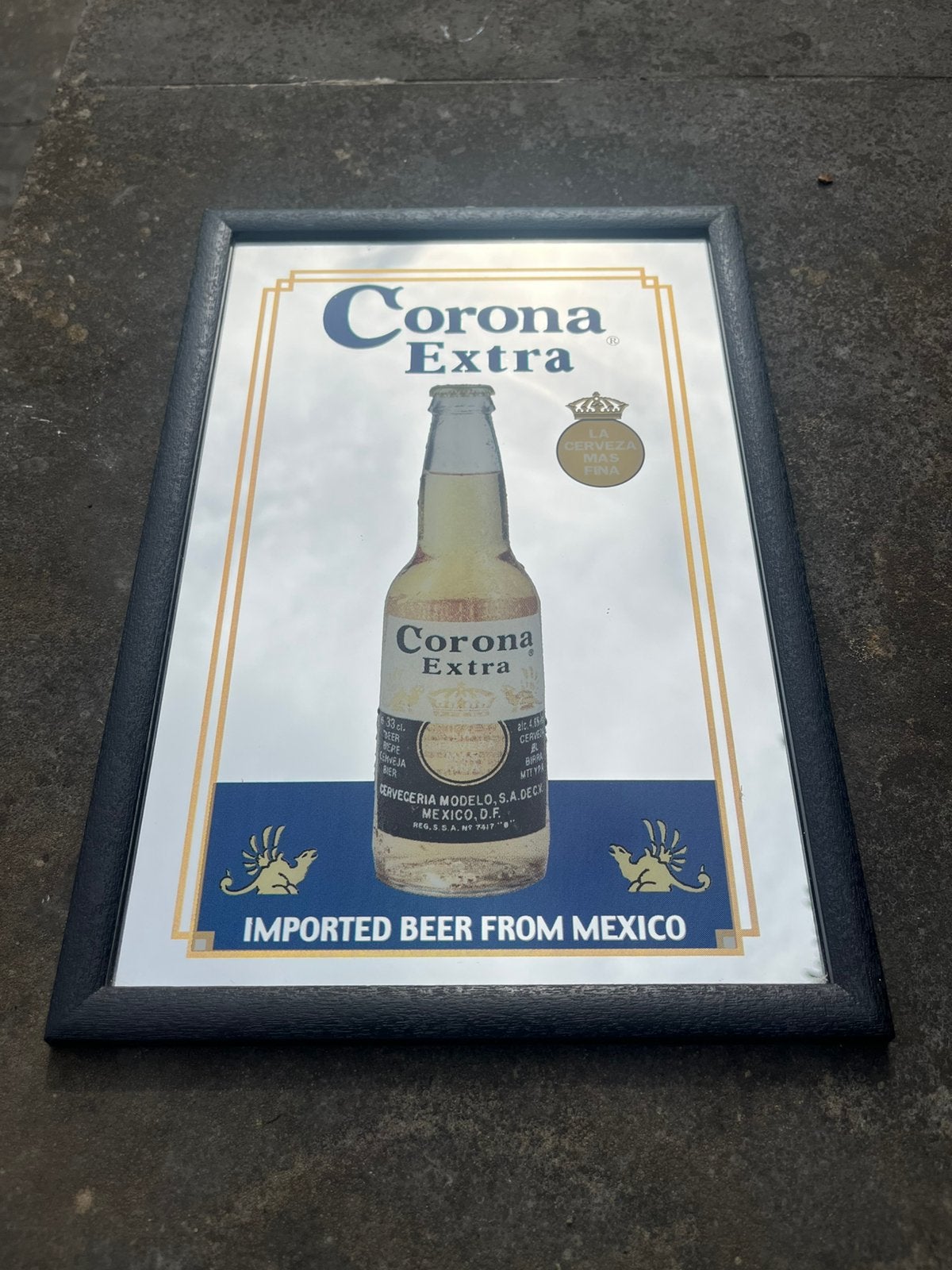 Vintage Corona Extra reclame spiegel - 22x32cm, Verzamelen, Gebruikt, Gebruiksvoorwerp, ?, ?