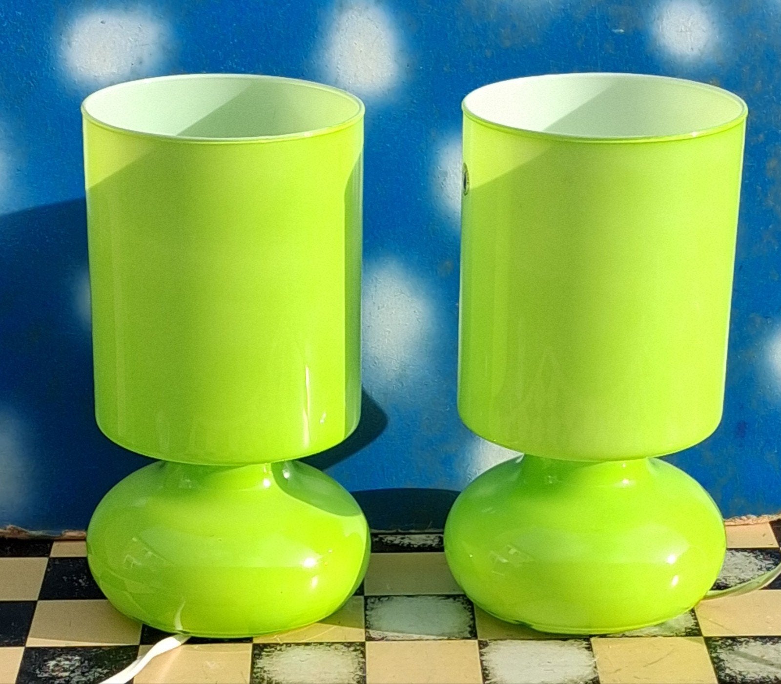 IKEA LYKTA. Tafellamp. 2 st. Groen. Ca '80/'90. 25 cm., Ophalen, Met schakelaar, Groen, 25 cm