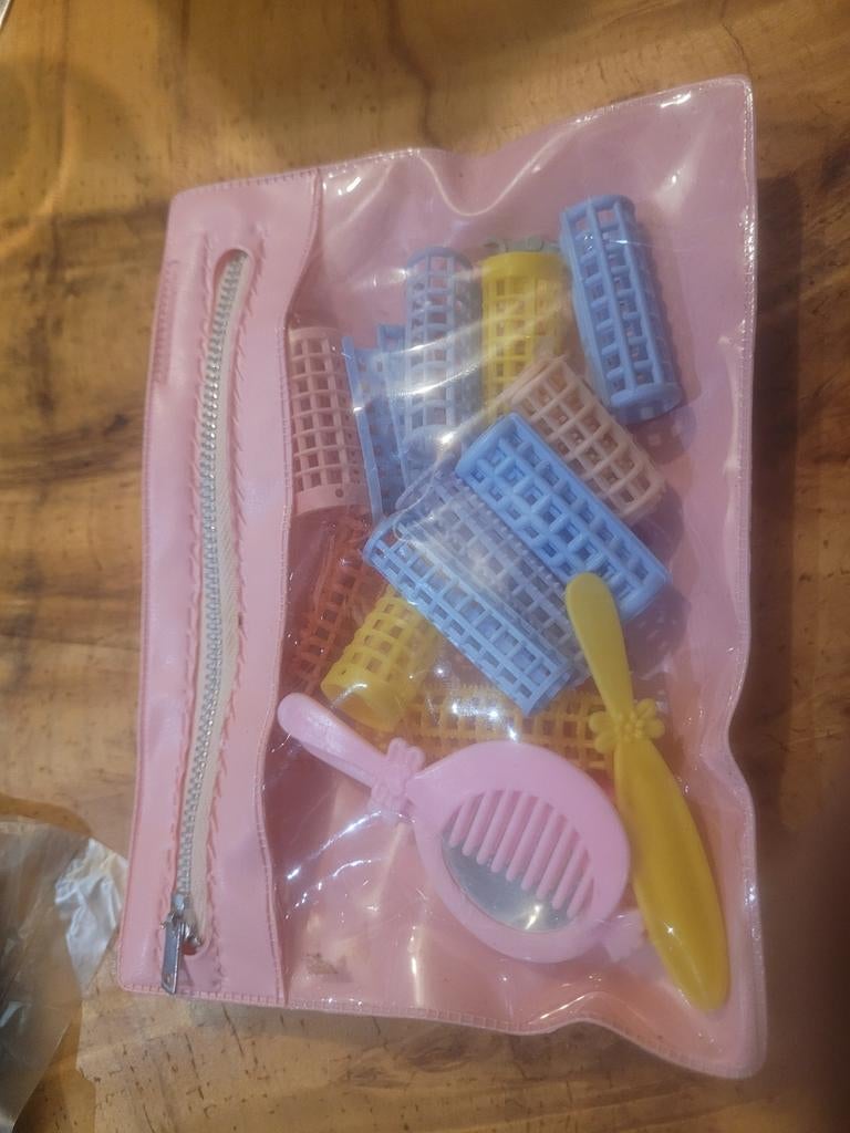 Vintage Krulspelden barbie Set met Tasje, Ophalen of Verzenden, Gebruikt