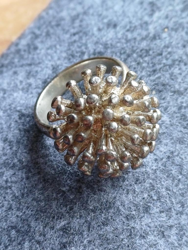 Unieke zilverkleurige ring, maat 17, Overige materialen, Gebruikt, Ophalen of Verzenden, Kleiner dan 17
