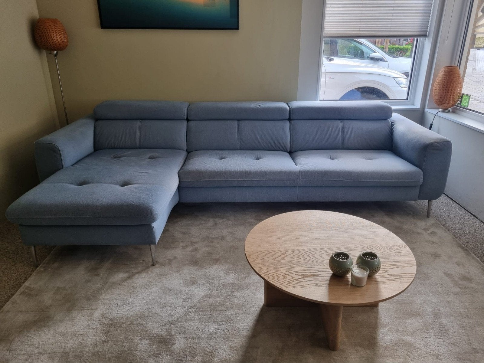 Xooon Talisman Hoekbank - Lichtblauw Stof, Huis en Inrichting, Banken | Bankstellen, Ophalen, Modern, Comfortabel, 250 tot 300 cm