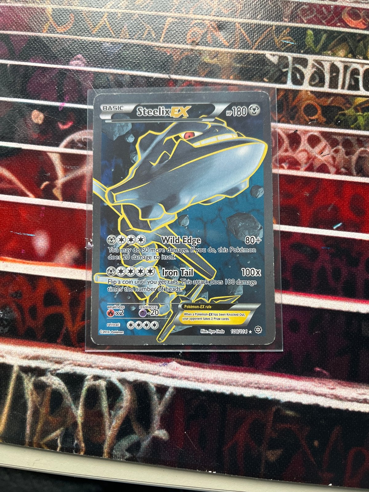 Pokémon kaart Steelix ex - Full Art, Ophalen of Verzenden, Zo goed als nieuw, Losse kaart, Foil
