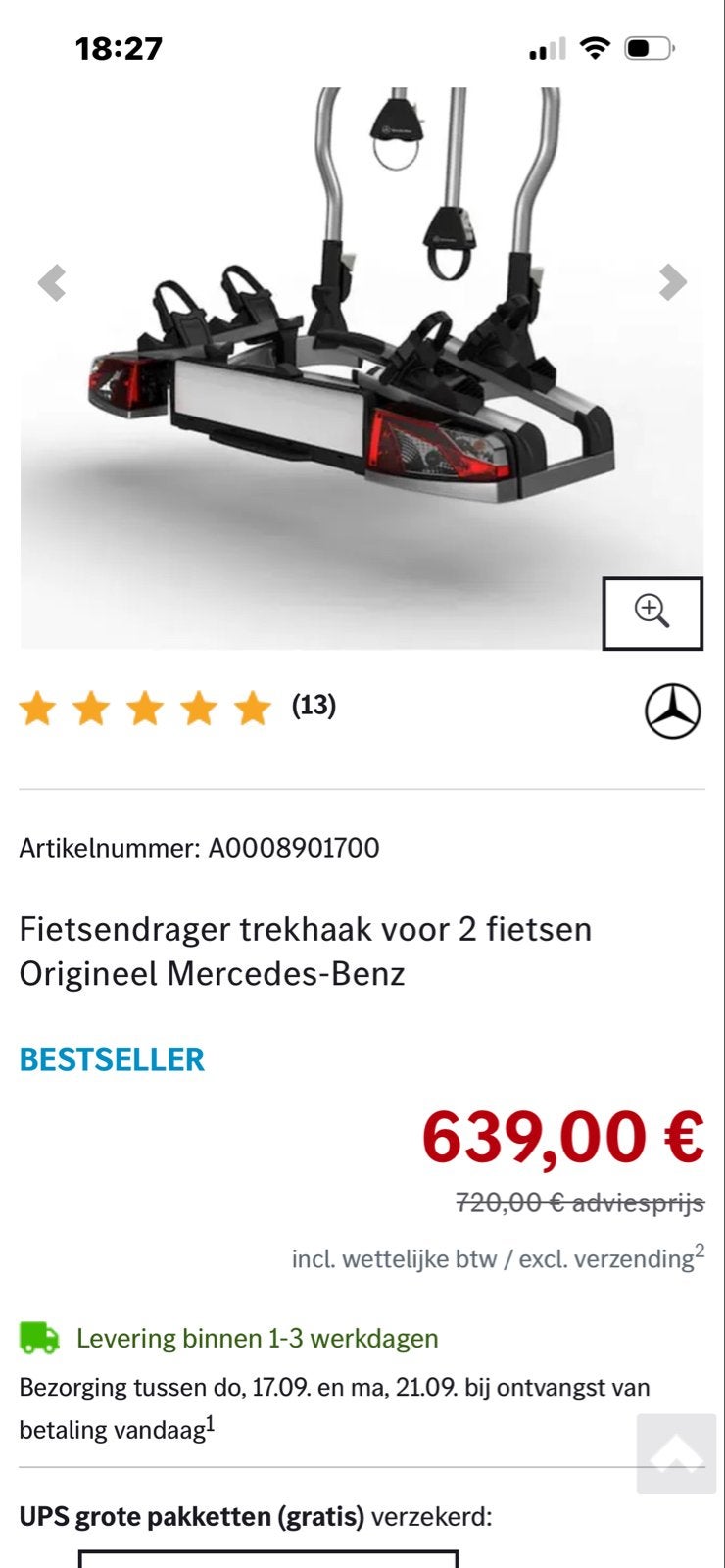 Foto 6 van Mercedes-Benz fietsendrager voor 2 E-bikes (z.g.a.n.)