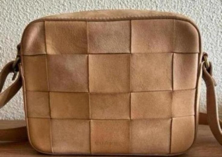Prachtige leren tas met vlechtwerk Burkely, Sieraden, Tassen en Uiterlijk, Tassen | Schoudertassen, Ophalen of Verzenden, Zo goed als nieuw