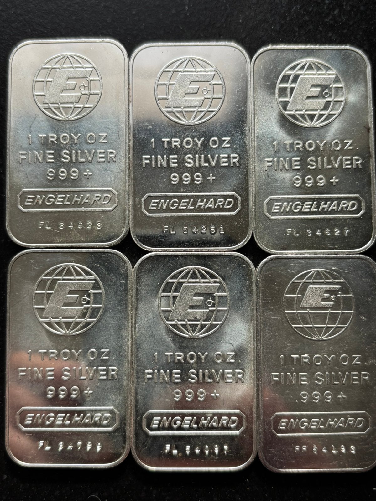 6x 1oz Engelhard baartjes - 31,1 gram per stuk zilver, Ophalen of Verzenden, Zilver