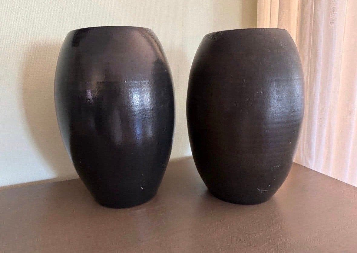Set van 2 zwarte bloempotten (37 cm hoog), Ophalen, Overige materialen, Gebruikt, Rond