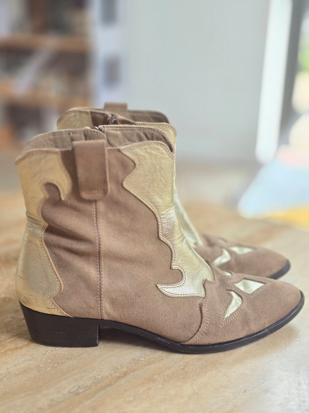Toral laarzen boots met metalic, Beige, Lage of Enkellaarzen, Ophalen of Verzenden, Toral