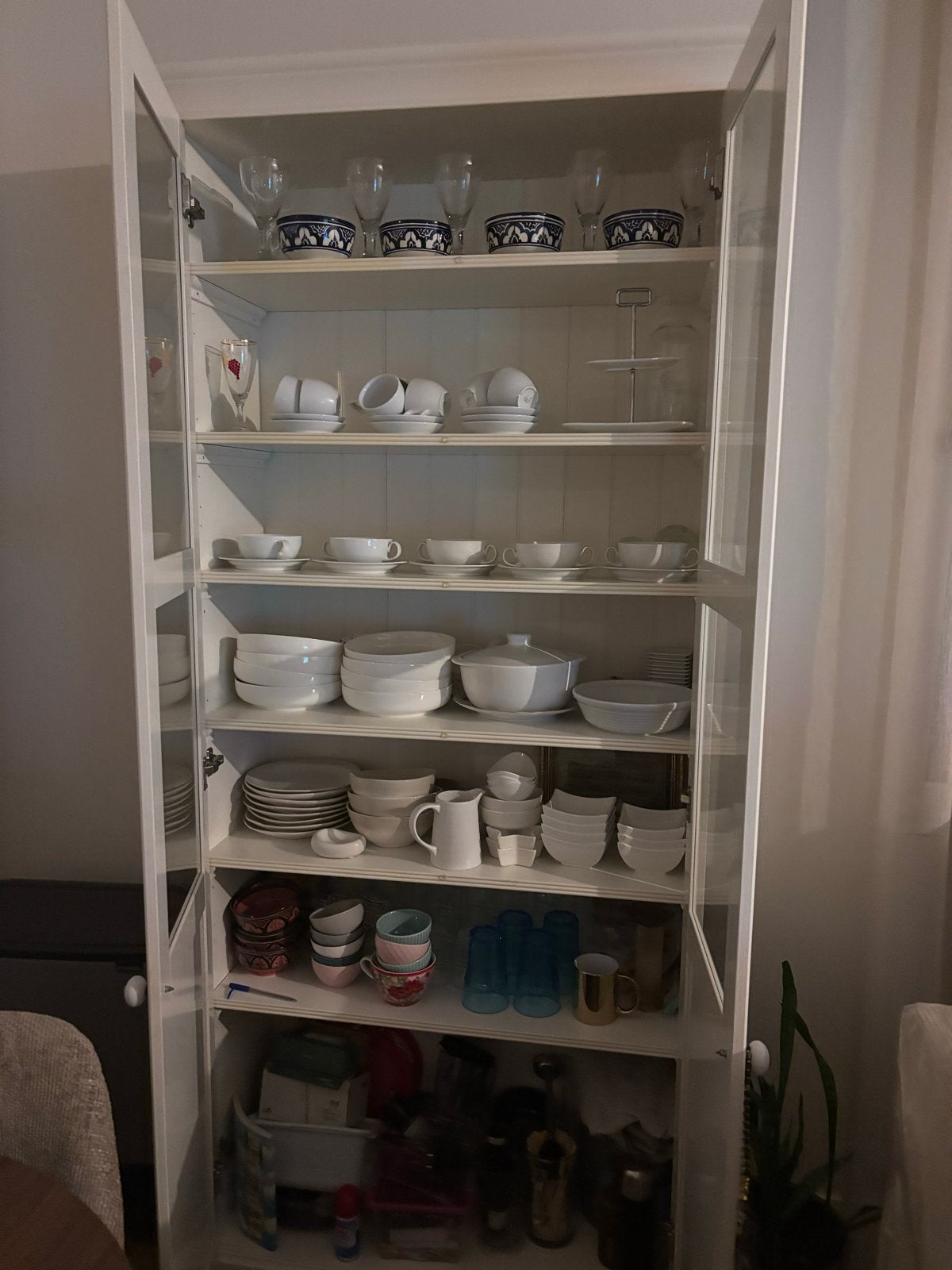 Witte vitrinekast met glazen deuren, Huis en Inrichting, Ophalen, Gebruikt, 200 cm of meer, 50 tot 100 cm