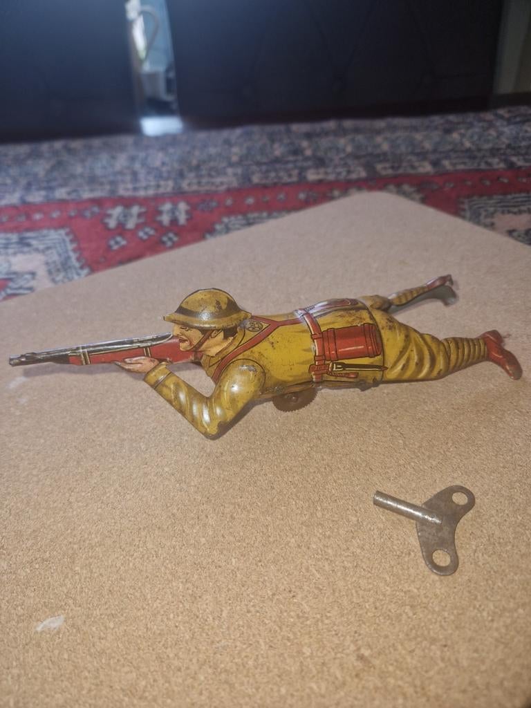 Louis marx & co nr 67 sparkling soldier opwindbaar speelgoed, Antiek en Kunst, Antiek | Speelgoed, Ophalen of Verzenden