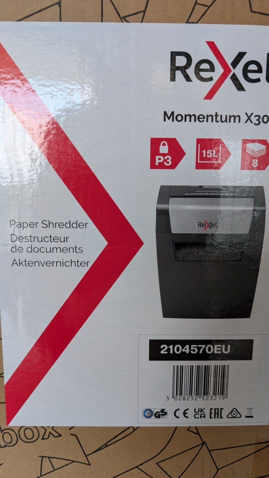 Rexel Momentum X308 Papierversnipperaar P3 15L Nieuw, Ophalen of Verzenden