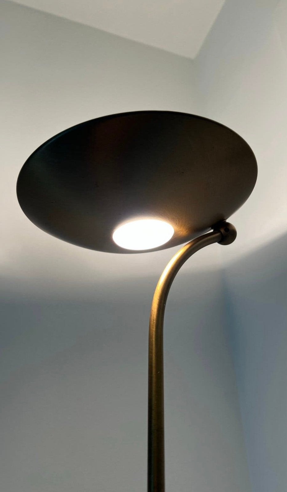 Verstelbare messing vloer lamp met dimmer, Ophalen of Verzenden, Zo goed als nieuw
