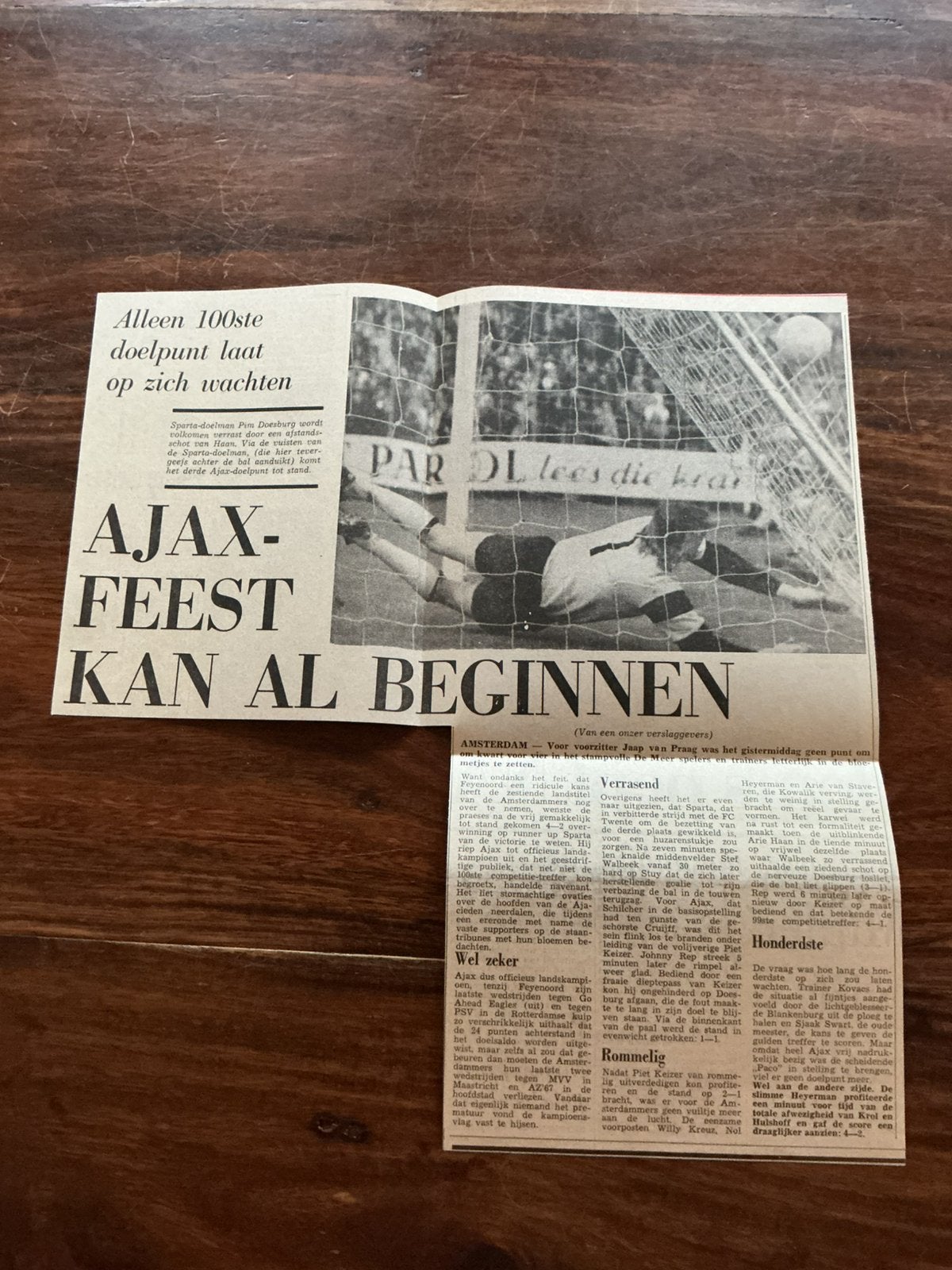 Voetbal krantenartikel Ajax Sparta mei 1973, Verzamelen, Ophalen of Verzenden, 1960 tot 1980, Knipsel(s)