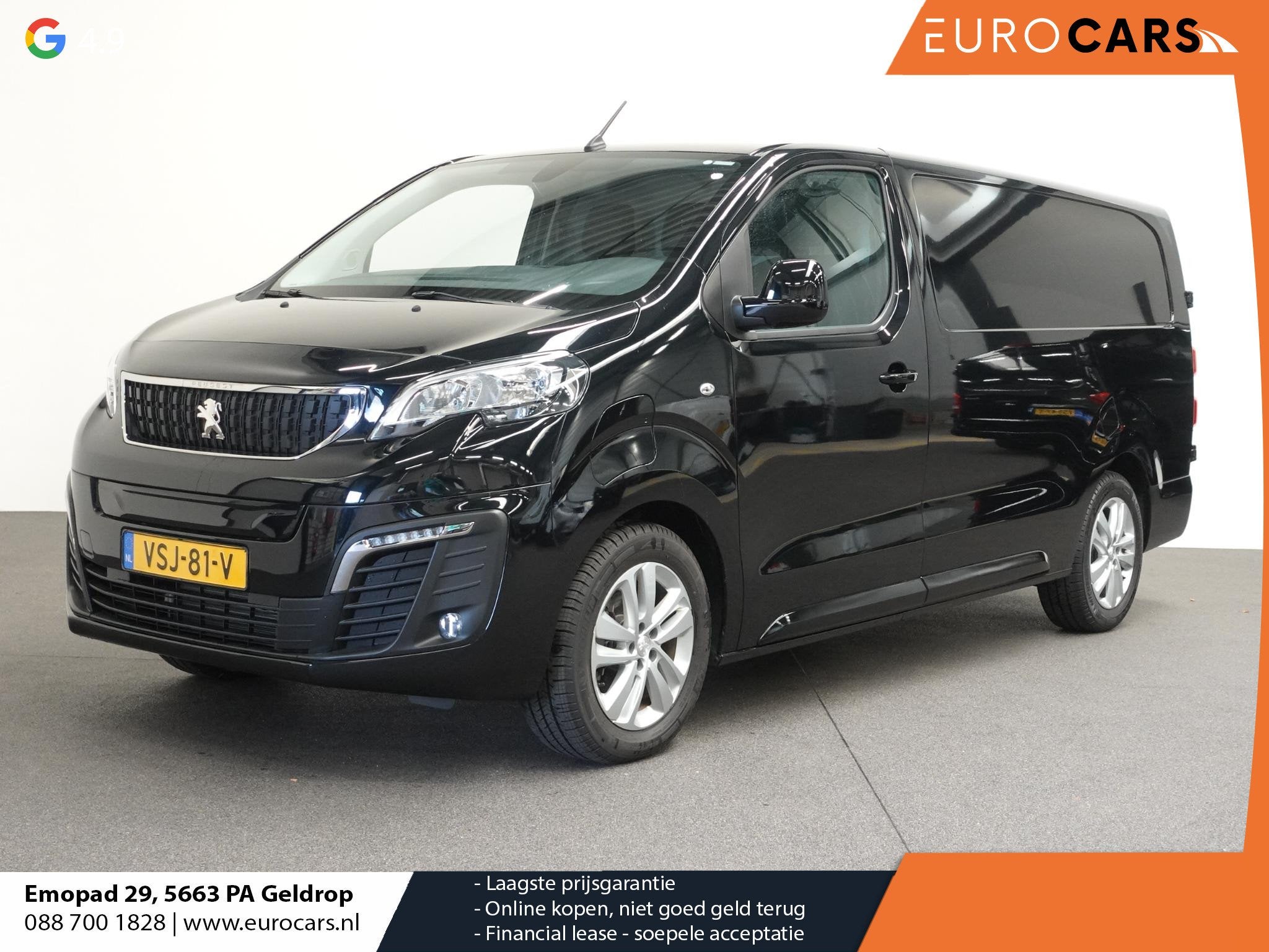 Peugeot e-Expert Long Premium 75 kWh 3-zits Automaat Airco N, Auto's, 330 km, Gebruikt, Zwart, Zwart