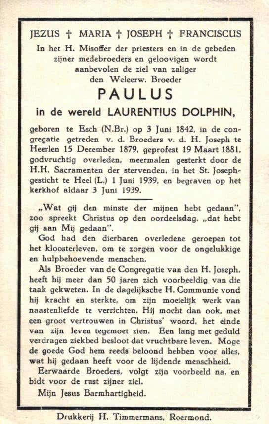 Dolphin Laurentius Esch 1842-1939 Heel, Ophalen of Verzenden