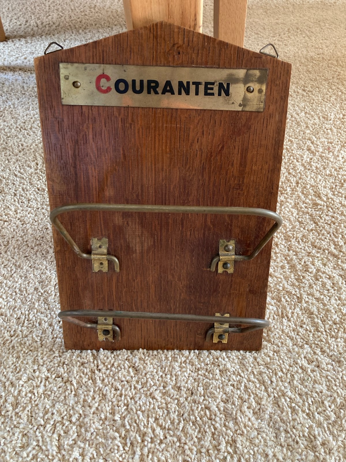 Vintage Houten Krantenhouder met Messing Details, Ophalen of Verzenden