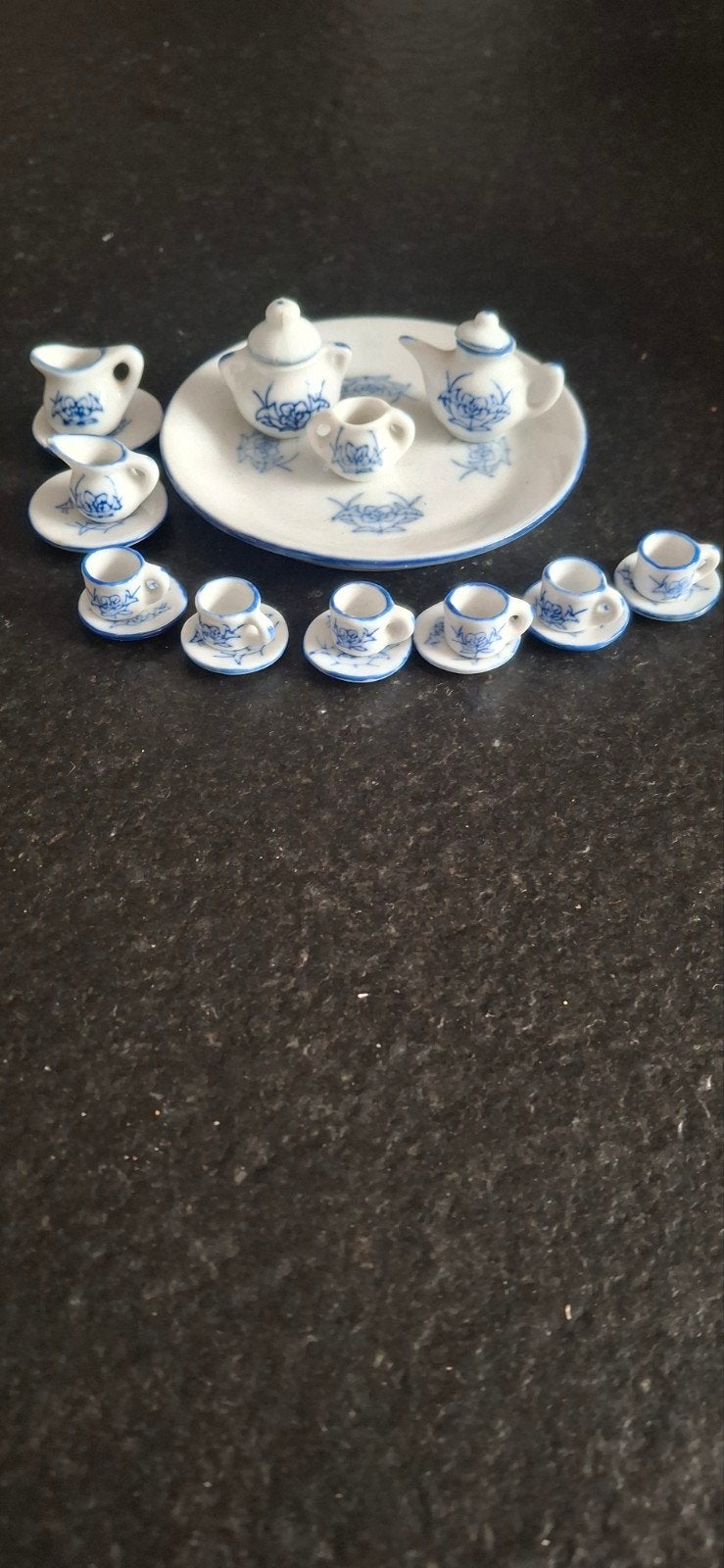 Poppenhuis serviesje vintage blauw wit, Ophalen of Verzenden, Zo goed als nieuw, Poppenhuis