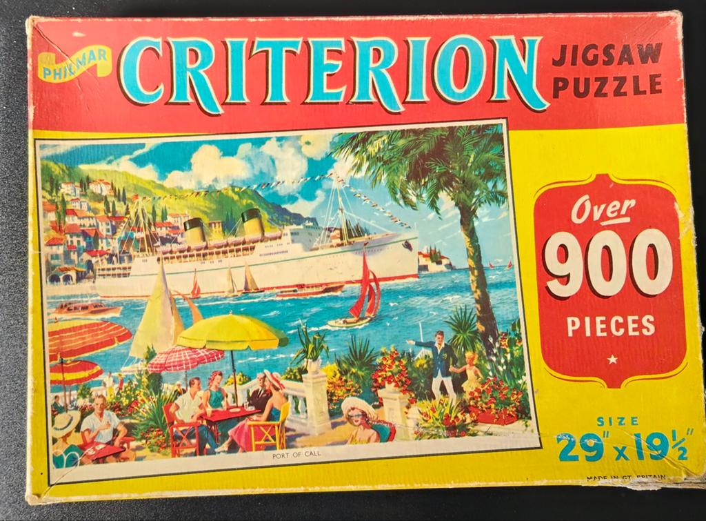Vintage Criterion Legpuzzel 'Port of Call' jaren 50/60, Ophalen of Verzenden, 500 t/m 1500 stukjes, Gebruikt, Legpuzzel